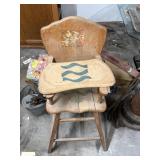 mid century wooden high chair