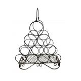 2 black metal wire pyramid-style tabletop wine