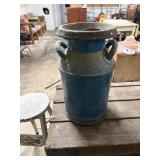 blue metal diary milk can