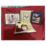 Chicken pictures and a pillow