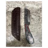 New Damascus Knife With Sheath