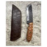 New Damascus Knife With Sheath