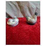 vintage ceramic hen-on-nest lidded dishes