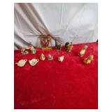 collection of vintage resin chicken decor