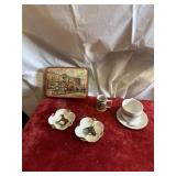 collection of vintage porcelain and decorative