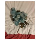 Collection of vintage aqua blue Jars