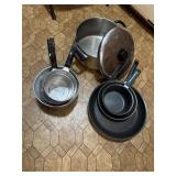 assorted frying pans,pots,and sauce pans