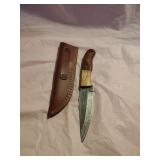 New Damascus Knife With Sheath