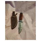 New Damascus Knife With Sheath
