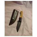 New Damascus Knife With Sheath