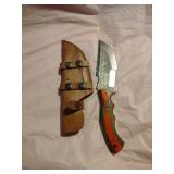 New Damascus Knife With Sheath