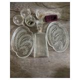 vintage clear glass snack set