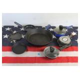 Assorted Cast Iron & Metal Pans