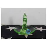Uranium Glass German Shepherd ring holder