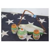 Vintage Salt & Pepper Shakers w/ Carrier