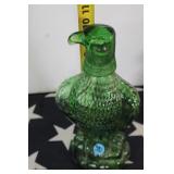 Vintage Figural Green Glass Bald Eagle Decanter