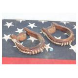 Vintage Leather & Rawhide-Laced Western Stirrups