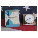 Vintage Westclox White & Gold Alarm Clock