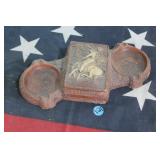 Vintage Syroco Faux-Wood Smoking w/ Embossed  Lid