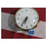 Vintage Westclox White & Gold Alarm Clock