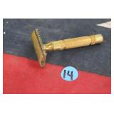 Vintage Gillette Gold Tone Long Comb Safety Razor