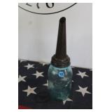 Antique Oil Spout on Ball Perfect Mason Jar - Blue