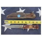 Survival Knife w/ Elk Carved into Handle