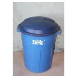 Rubber Trash Can w/ Lid - Blue