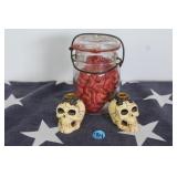 Brain in Jar w/ Skull Candle holders