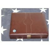 Vintage Brown Leather Covered Cigar Storage Box