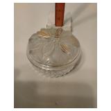 Floral glass lidded powder jar