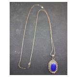 925 necklace w/ oval lapis gemstone