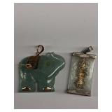 10k & 925 accent jade (?) pendants