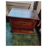 2 drawer wood nightstand