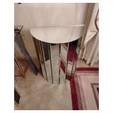 Half moon mirrored pedestal
