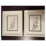 Framed floral prints (2)