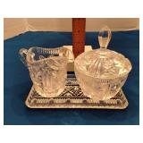 Hand cut led crystal cream and sugar serving set