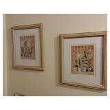Framed floral prints (2)