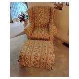 Upholstered chair and ottoman