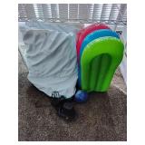 Inflatable pool, toys, pump
