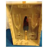50 Anniversary champagne glasses & cake knife set