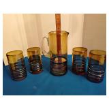 Blown glass pitcher and tumbler set