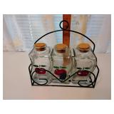 Glass canister set w/ wire rack
