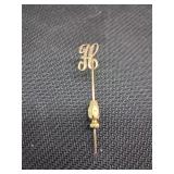 14k Initial hat pin 3.34g
