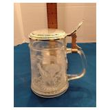West German Lidded glass beer stein
