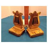 PM Craftsman Brass Art deco harp bookends
