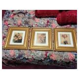 Framed floral prints (3)