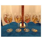 Hand painted wine glasses (4)
