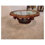 Florentine style wood and glass coffee table