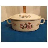 Floral pattern ceramic casserole dish